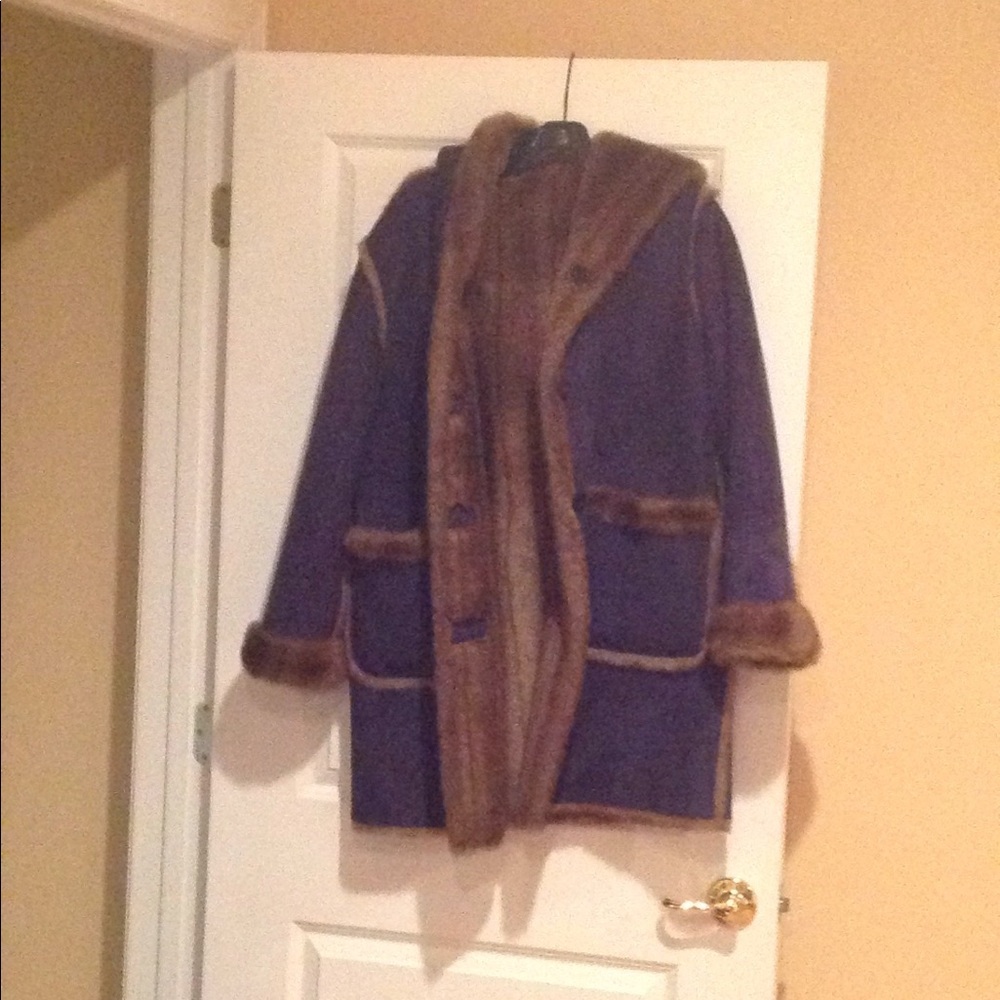 Dennis Basso reversible faux suede and mink coat